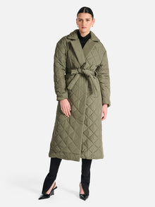  Ena Pelly Mia Longline Quilted Jacket Hunter Green