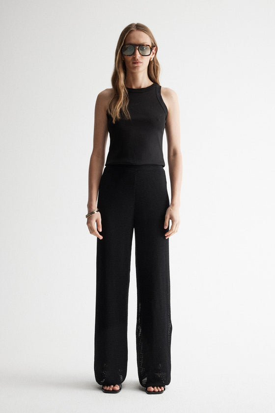 Elka Collective Aspen Crochet Knit Pant Black