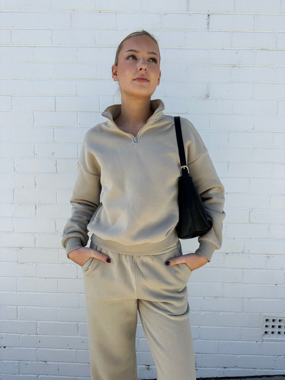 Quarter Zip Fleece Jumper Sage