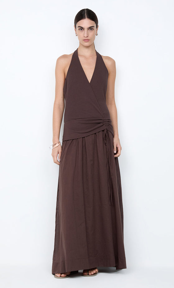 Bec & Bridge Sabrine Halter Maxi Dress Dark Chocloate