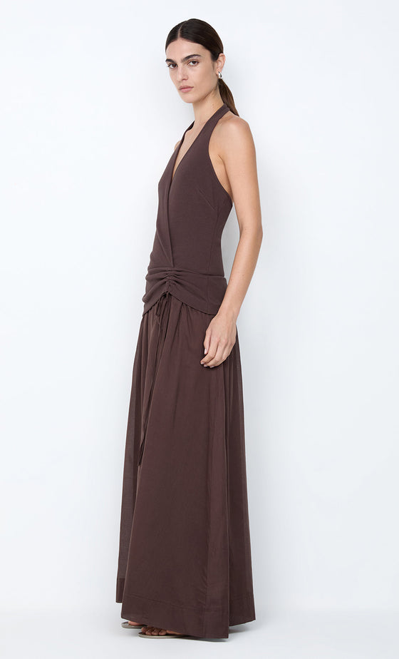 Bec & Bridge Sabrine Halter Maxi Dress Dark Chocloate