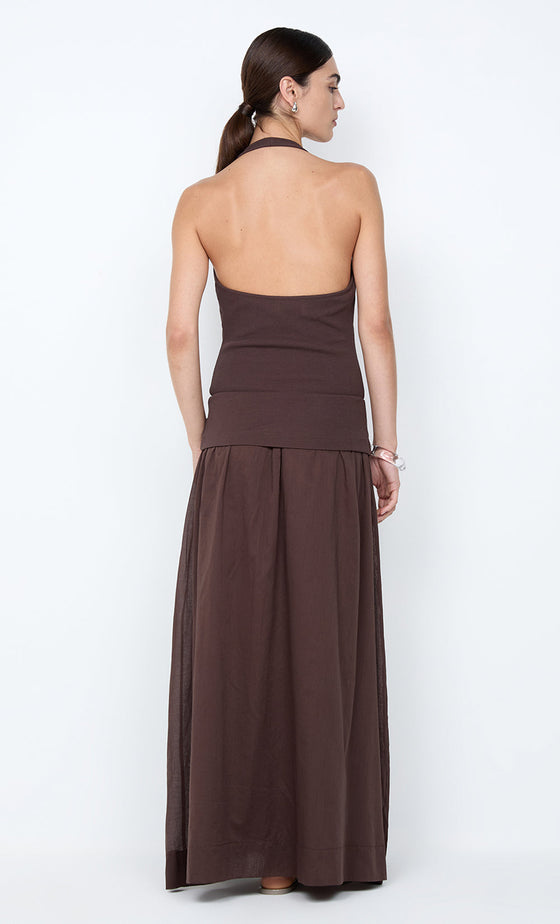 Bec & Bridge Sabrine Halter Maxi Dress Dark Chocloate