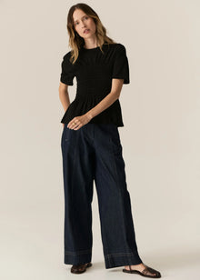  POL Clothing Carsen Full Length Pant Dark Wash