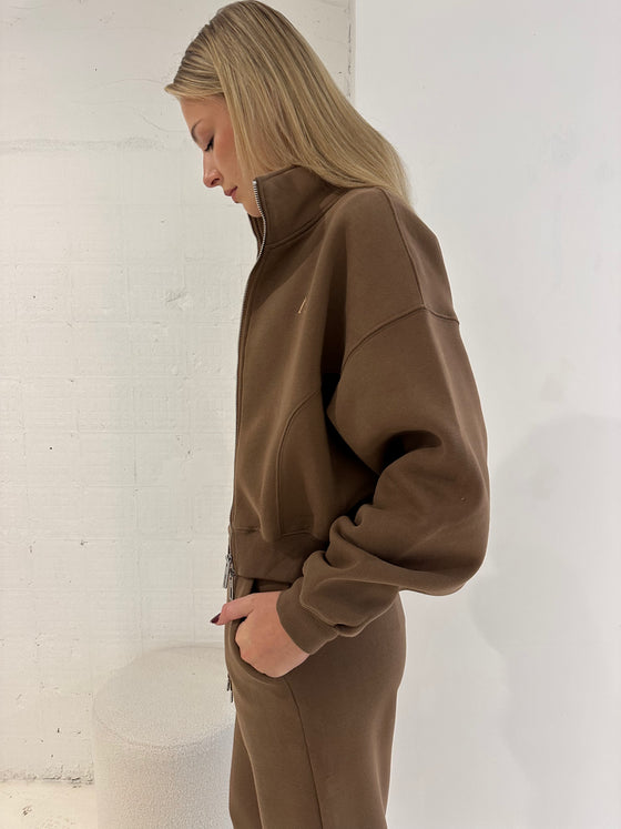 Fleece Zip Through Jacket Chocolate