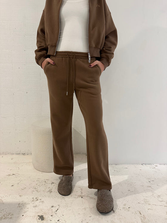 Fleece Straight Leg Track Pant Chocolate