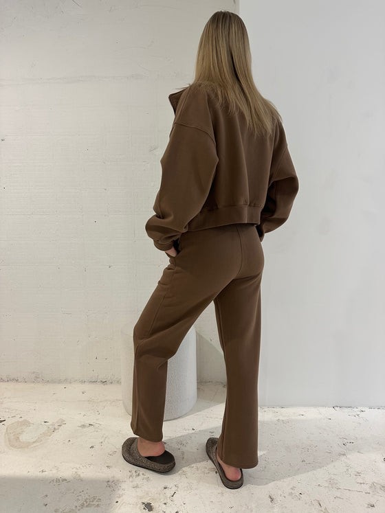 Fleece Straight Leg Track Pant Chocolate
