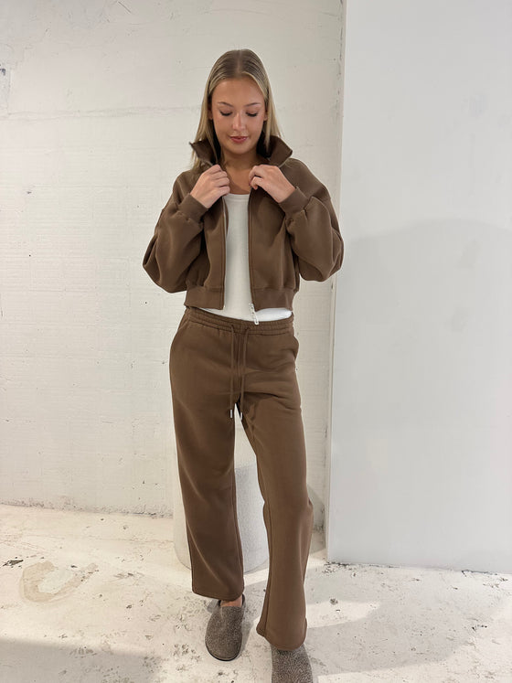 Fleece Straight Leg Track Pant Chocolate