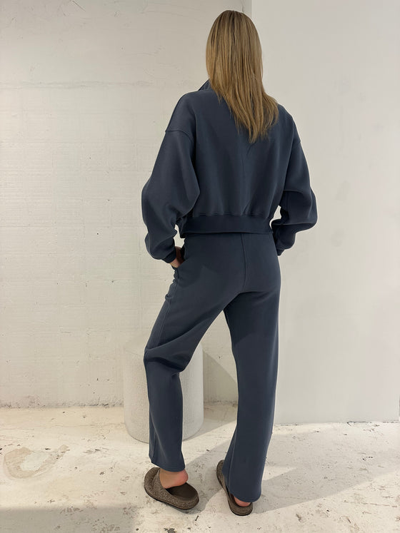 Fleece Straight Leg Track Pant Navy