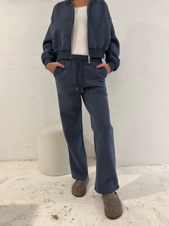Fleece Straight Leg Track Pant Navy