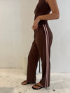 Elastic Waist Relaxed Pant Chocolate/Pink