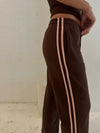 Elastic Waist Relaxed Pant Chocolate/Pink