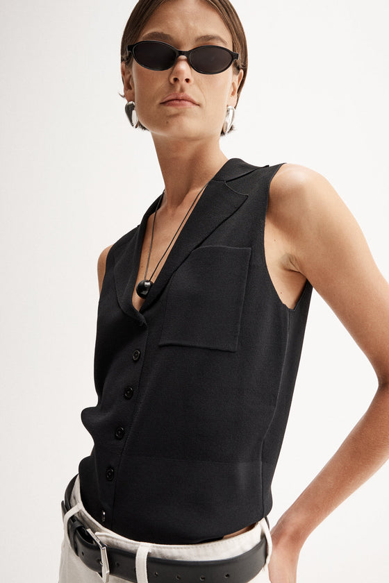 Elka Collective Sinclair Knit Vest Black
