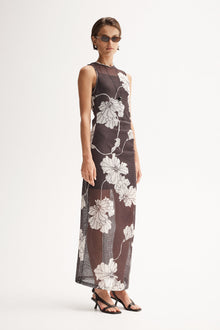  Elka Collective Lilian Maxi Dress Chocolate Floral Print