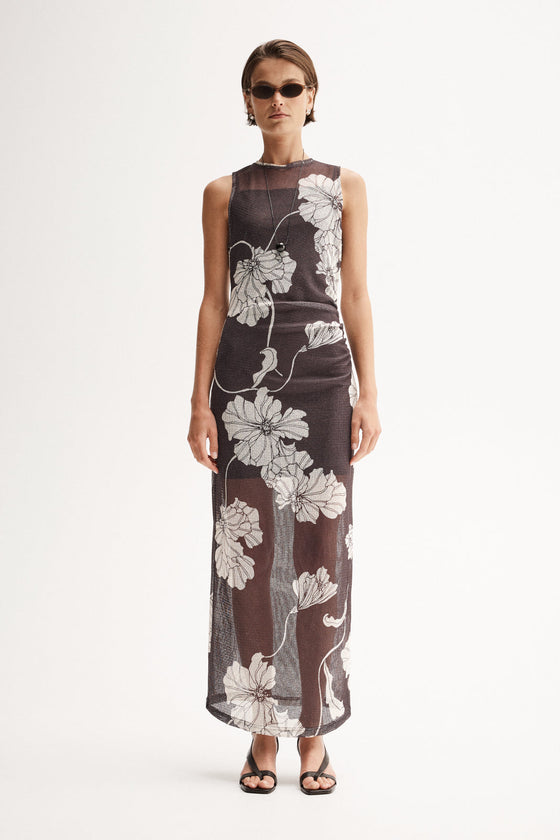 Elka Collective Lilian Maxi Dress Chocolate Floral Print