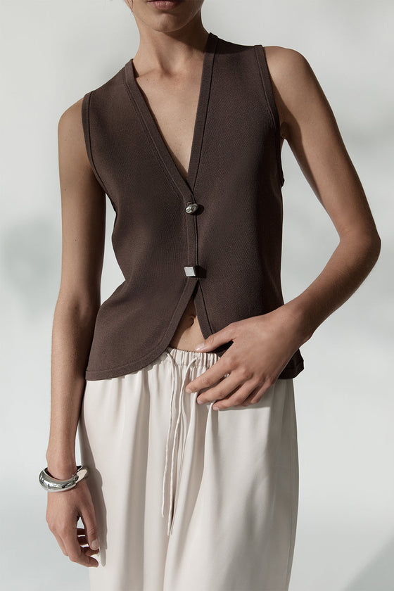 Elka Collective Lana Knit Vest Chocolate