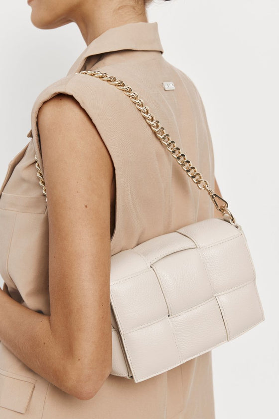 Vestirsi Margot Ivory Leather Woven Bag