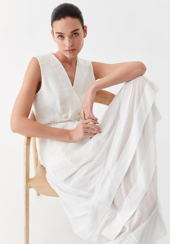 Morrison Belle Linen Vest Ivory