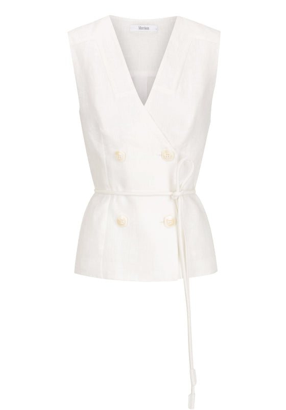 Morrison Belle Linen Vest Ivory