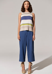  POL Clothing Estel Stripe Knit Tank Blue Multi