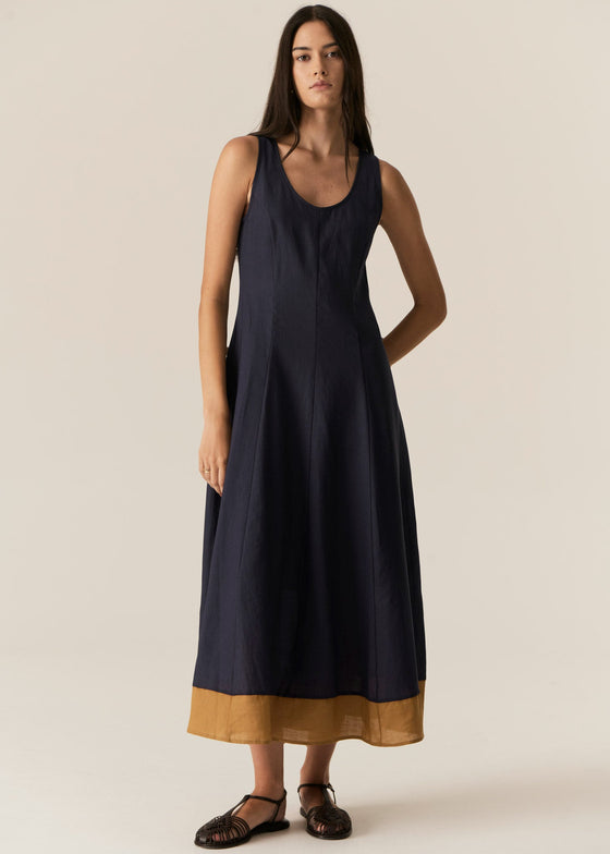 POL Clothing Speck Contrast Dress Ink/Ginger