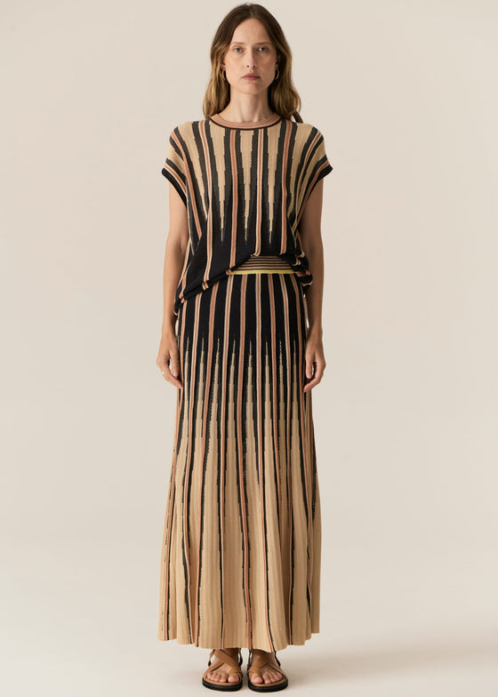 POL Clothing Tedd Knit Skirt Ink/Camel