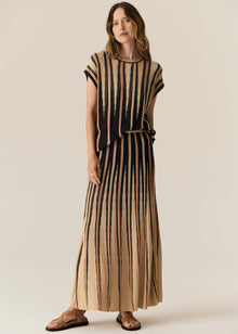  POL Clothing Tedd Knit Skirt Ink/Camel