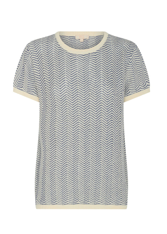 POL Clothing Jules Knit Tee Blue/Ivory
