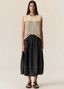  POL Clothing Jules Knit Tank Ivory/Blue
