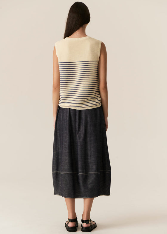 POL Clothing Jules Knit Tank Ivory/Blue
