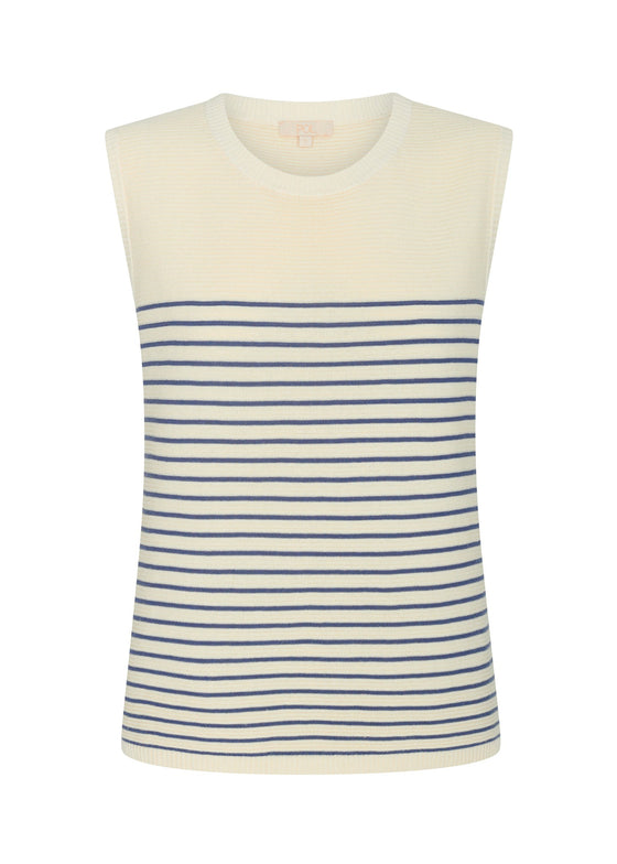 POL Clothing Jules Knit Tank Ivory/Blue