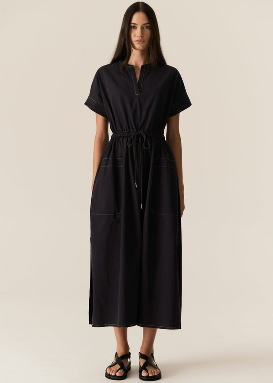 POL Clothing Avrid Drawcord Dress Ink