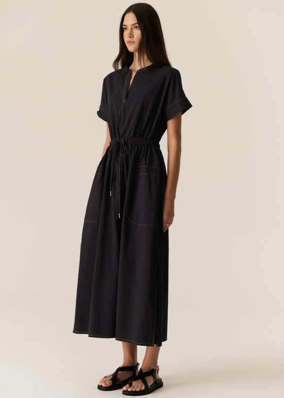 POL Clothing Avrid Drawcord Dress Ink