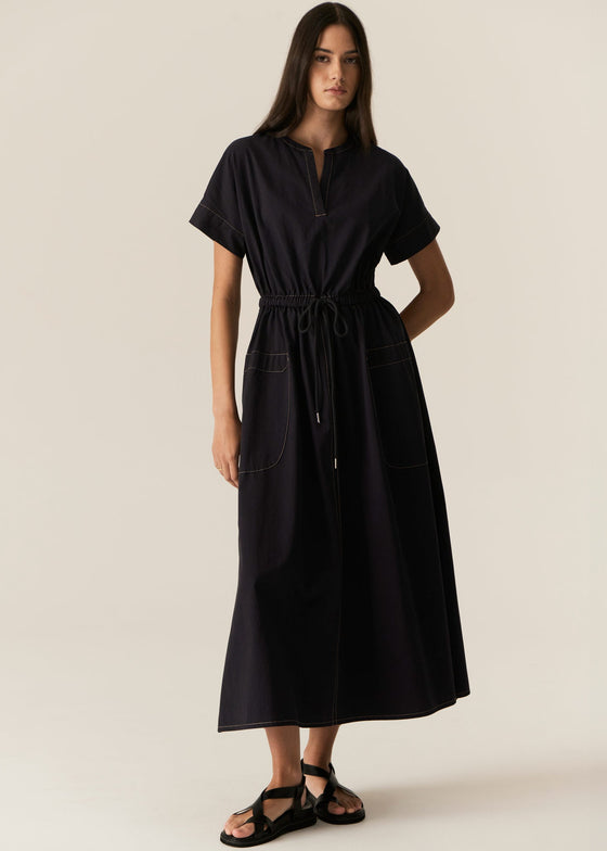 POL Clothing Avrid Drawcord Dress Ink