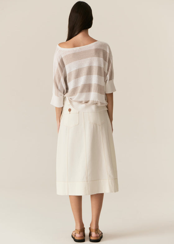 POL Clothing Carsen Denim Skirt Ecru