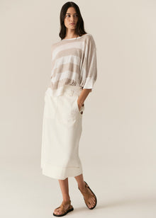  POL Clothing Carsen Denim Skirt Ecru