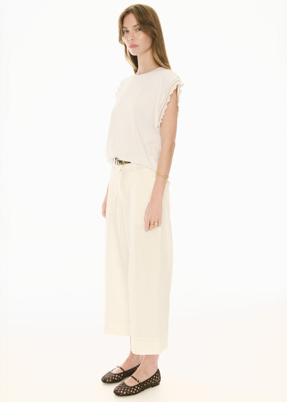 POL Clothing Oskar Cropped Pant Ecru