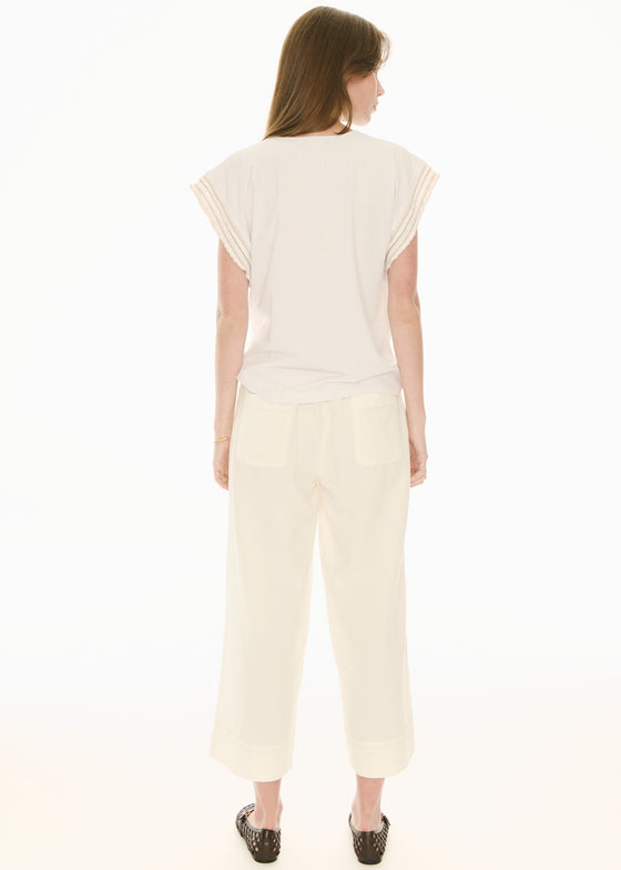 POL Clothing Oskar Cropped Pant Ecru