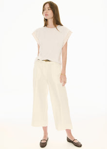  POL Clothing Oskar Cropped Pant Ecru