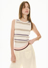 POL Clothing Fey Ribbed Tank Ivory Multi