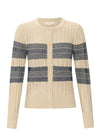 POL Clothing Sable Striped Cardigan - Pebble/Ink