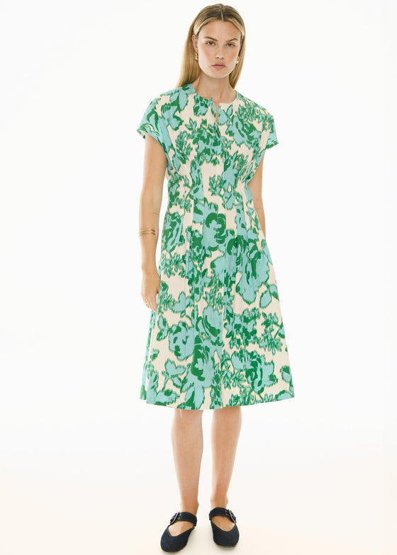 POL Clothing Jaine Tucked Dress Static Floral