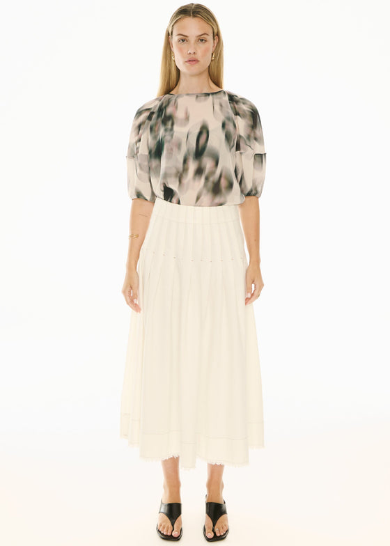 POL Clothing Doyle Denim Skirt Ecru