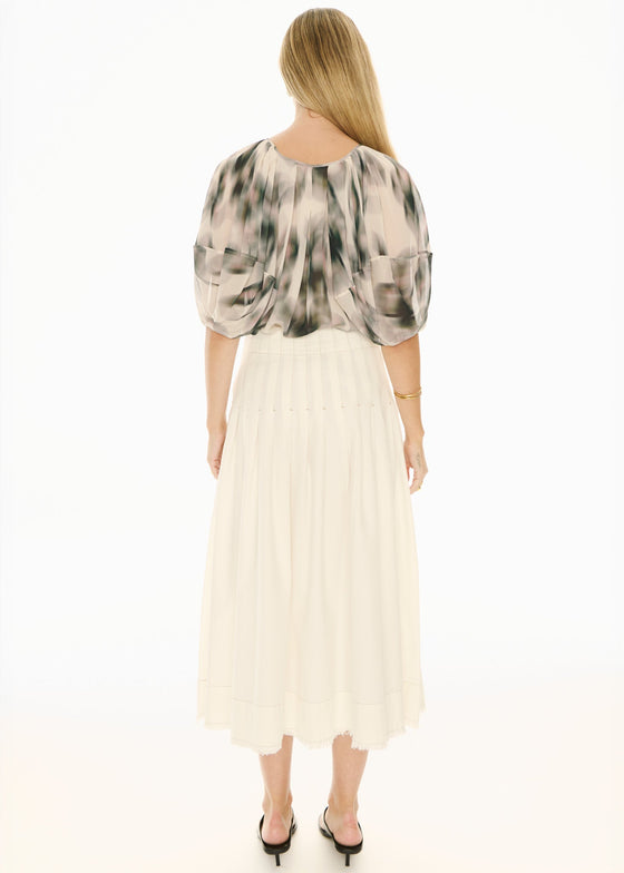 POL Clothing Doyle Denim Skirt Ecru