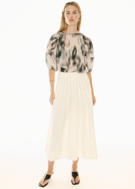 POL Clothing Doyle Denim Skirt Ecru