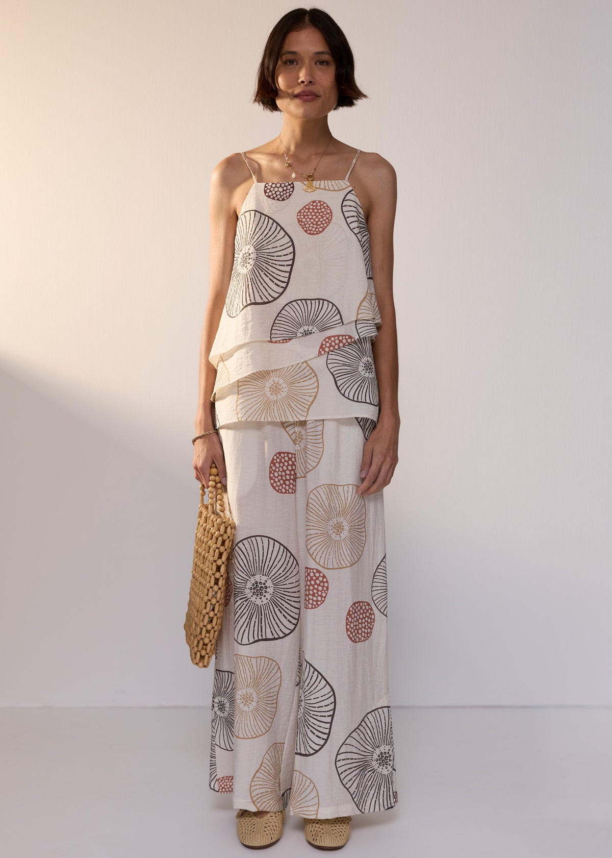 POL Clothing Anemone print wide leg pant
