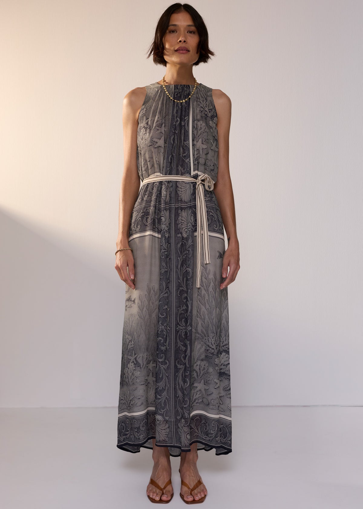 POL Clothing Koi Dress in navy and ivory koi print