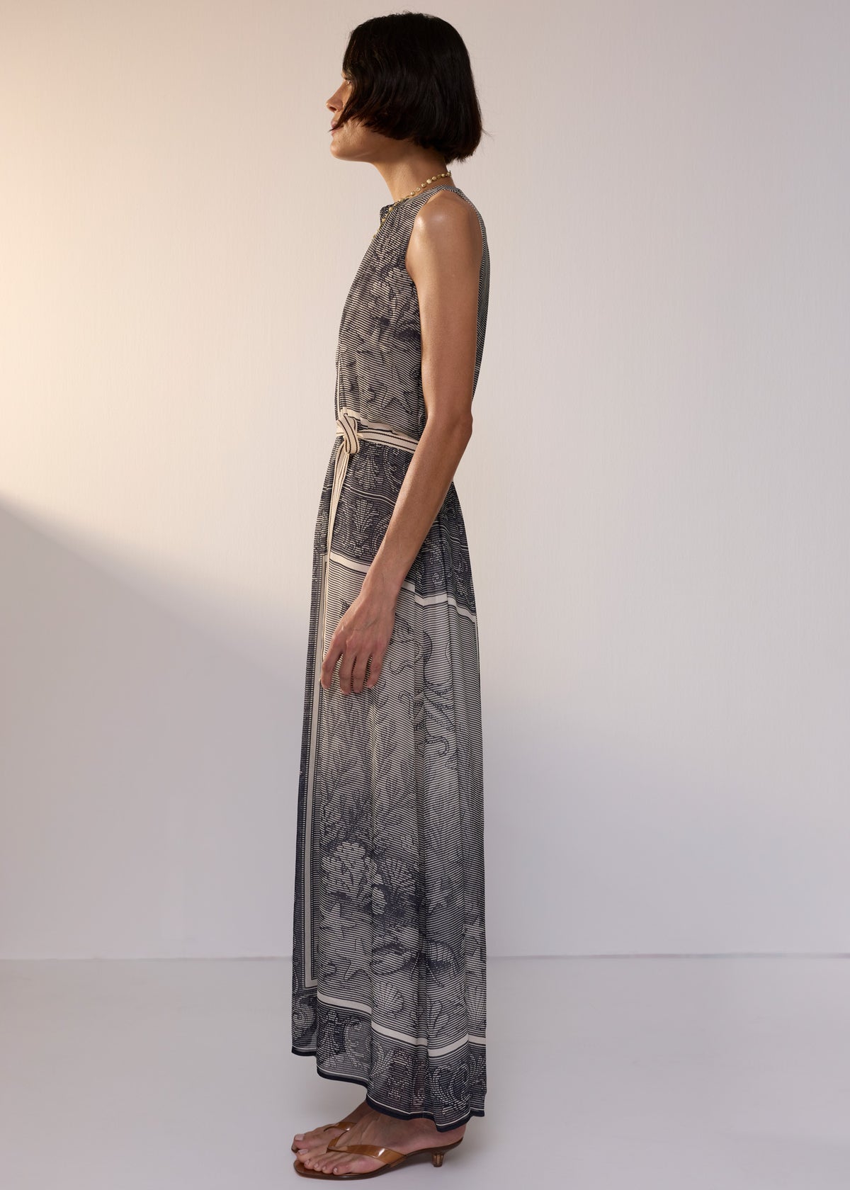 POL Clothing Koi Dress in navy and ivory koi print