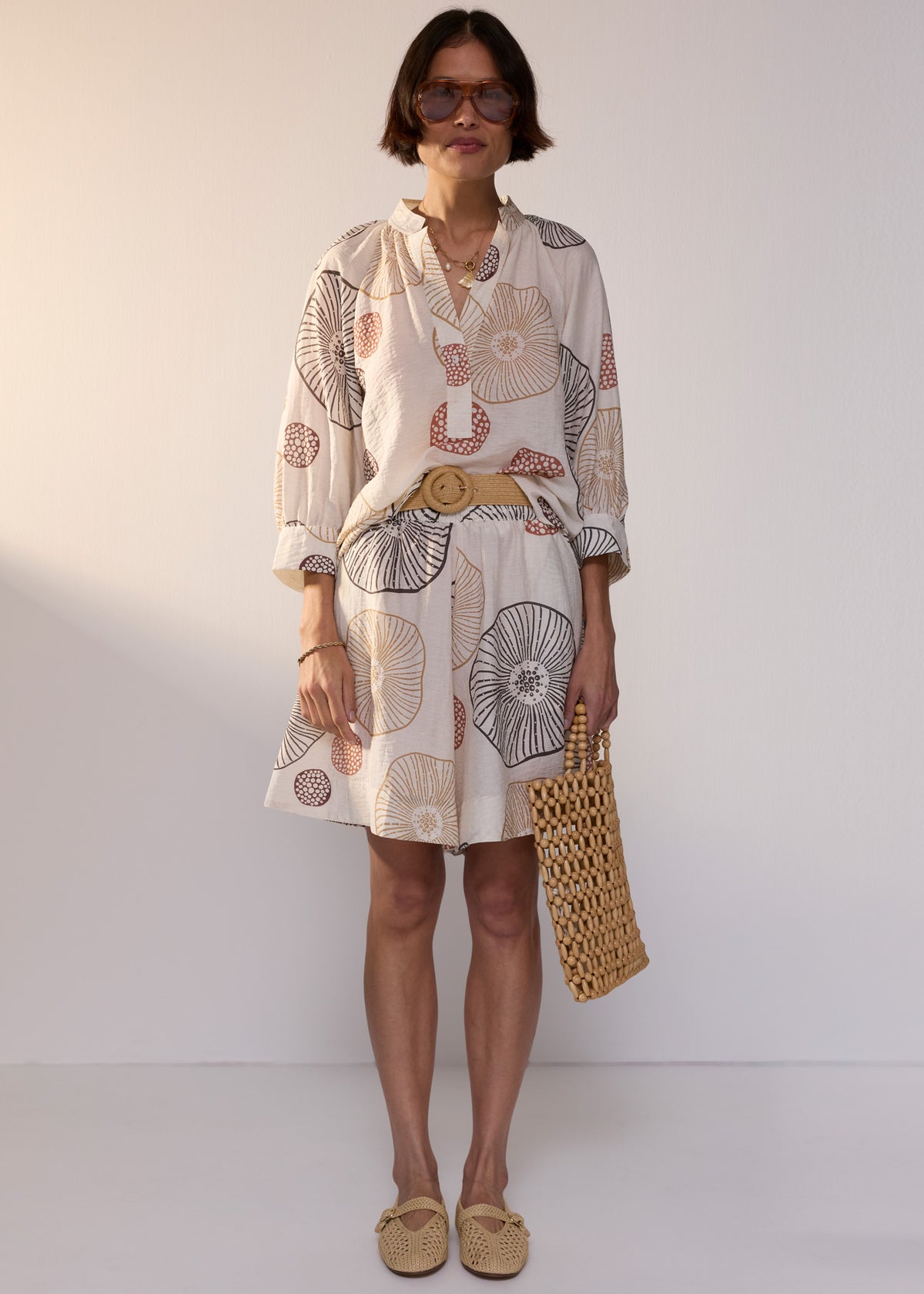 POL Clothing Anemone print crinkle shirt