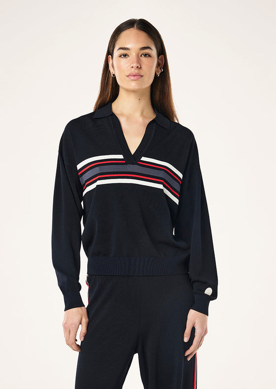 PE Nation Retreat Collar Knit Dark Saphire