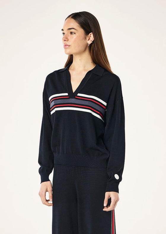 PE Nation Retreat Collar Knit Dark Saphire